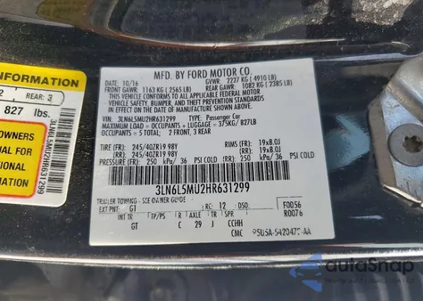 2017 Lincoln Mkz Hybrid Reserve из США, поврежденный, VIN 3LN6L5MU2HR631299